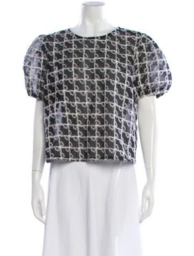 Pre-owned Lisa Says Gah Patterned Crew Neck Top In Multi