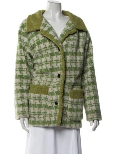 Pre-owned Lisa Says Gah Plaid Print Jacket In Green