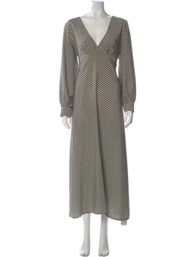 Pre-owned Lisa Says Gah Plaid Print Long Dress In Black