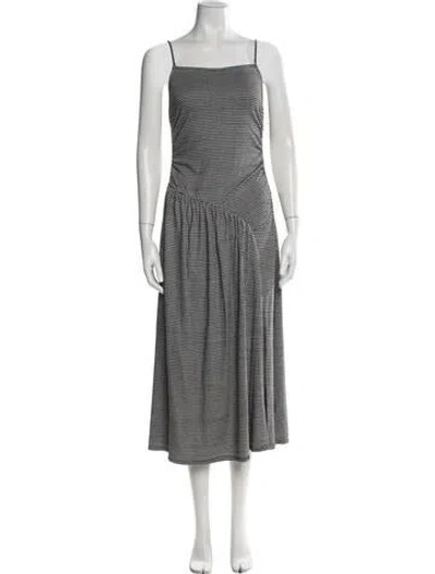 Pre-owned Lisa Says Gah Plaid Print Long Dress In White