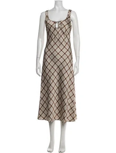 Pre-owned Lisa Says Gah Plaid Print Midi Length Dress In Multicolor