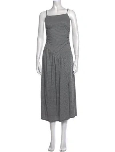 Pre-owned Lisa Says Gah Plaid Print Midi Length Dress In Silver