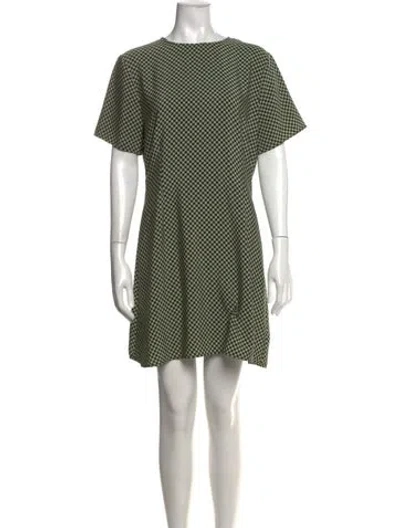 Pre-owned Lisa Says Gah Plaid Print Mini Dress In Green
