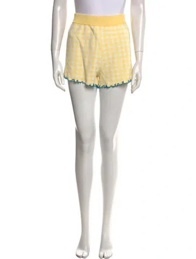 Pre-owned Lisa Says Gah Plaid Print Mini Shorts In Neutral