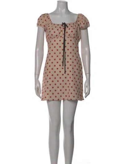 Pre-owned Lisa Says Gah Polka Dot Print Mini Dress In Neutral