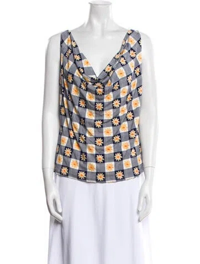 Pre-owned Lisa Says Gah Printed Cowl Neck Blouse W/ Tags In Multi