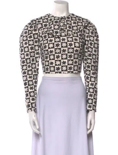 Pre-owned Lisa Says Gah Printed Crew Neck Crop Top In Multi
