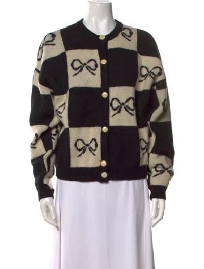 Pre-owned Lisa Says Gah Printed Crew Neck Sweater In Black