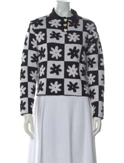 Pre-owned Lisa Says Gah Printed Crew Neck Sweater In Black