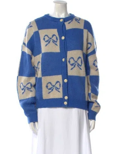 Pre-owned Lisa Says Gah Printed Crew Neck Sweater In Blue