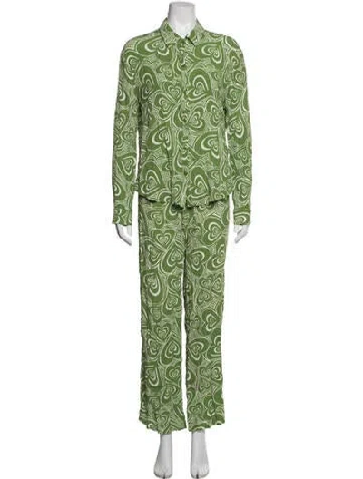 Pre-owned Lisa Says Gah Printed Dress Set In Green