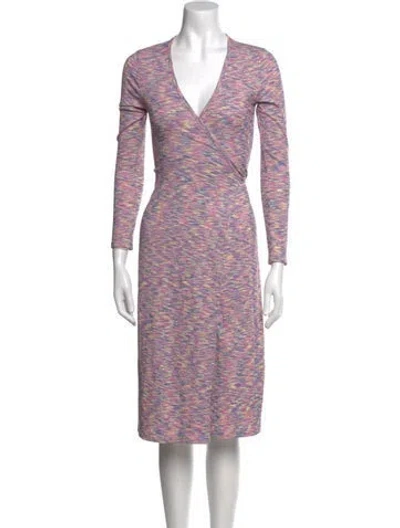 Pre-owned Lisa Says Gah Printed Knee-length Dress In Purple