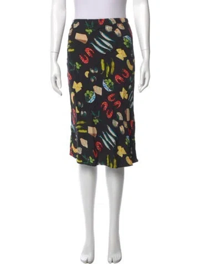 Pre-owned Lisa Says Gah Printed Knee-length Skirt In Black