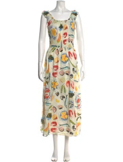 Pre-owned Lisa Says Gah Printed Long Dress In Multi