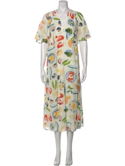 Pre-owned Lisa Says Gah Printed Long Dress In Neutral