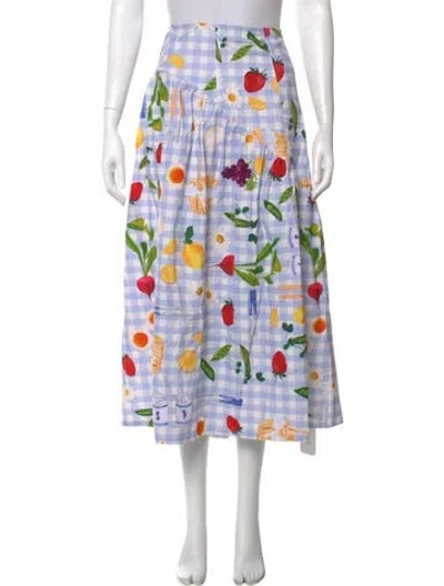 Pre-owned Lisa Says Gah Printed Midi Length Skirt In Multi