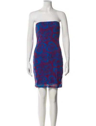 Pre-owned Lisa Says Gah Printed Mini Dress In Blue