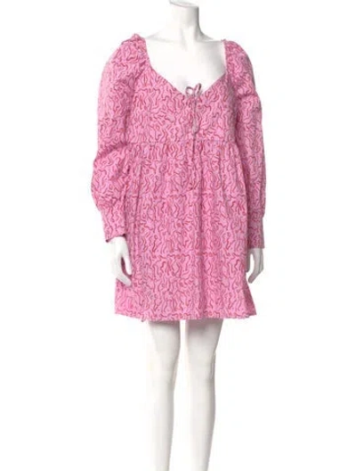 Pre-owned Lisa Says Gah Printed Mini Dress In Pink