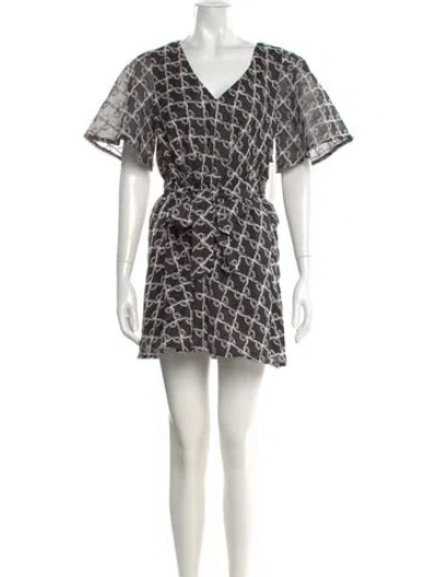 Pre-owned Lisa Says Gah Printed Mini Dress In White
