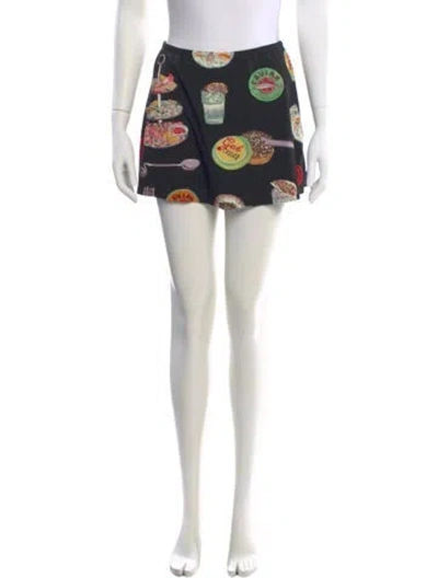 Pre-owned Lisa Says Gah Printed Mini Shorts In Black