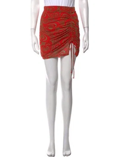 Pre-owned Lisa Says Gah Printed Mini Skirt In Red