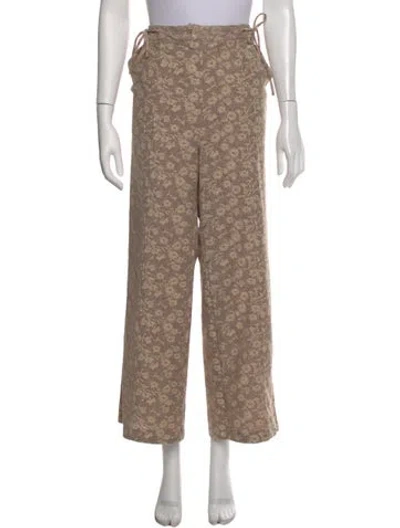 Pre-owned Lisa Says Gah Printed Wide Leg Pants In Neutral