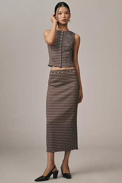 Lisa Says Gah Sammy Knit Midi Skirt In Brown