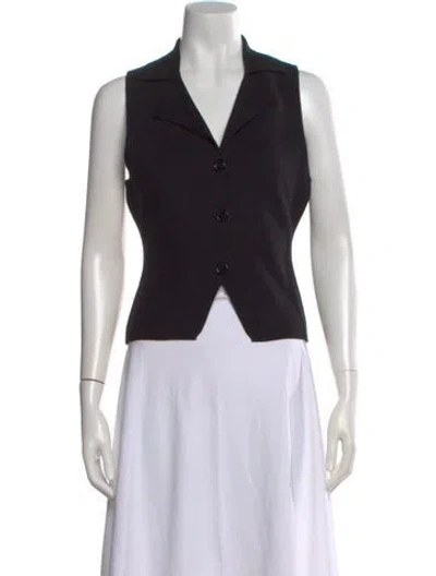 Pre-owned Lisa Says Gah Sleeveless Button-up Top In Black