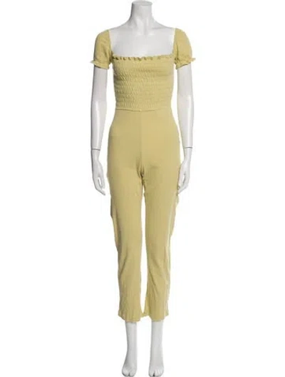 Pre-owned Lisa Says Gah Square Neckline Jumpsuit In Green