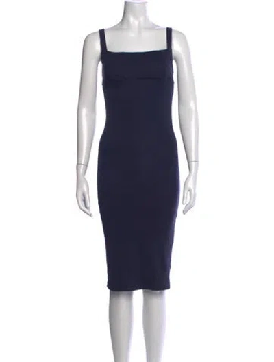 Pre-owned Lisa Says Gah Square Neckline Knee-length Dress In Blue