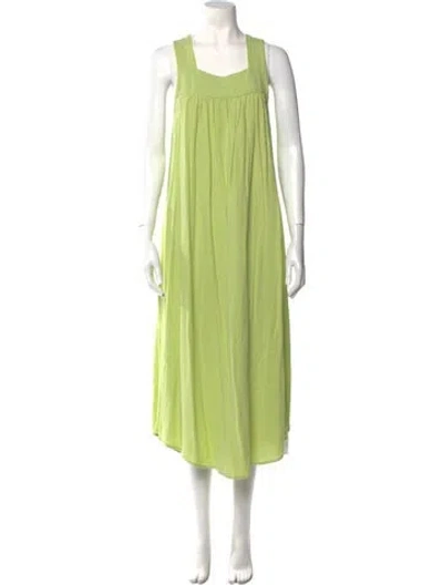 Pre-owned Lisa Says Gah Square Neckline Long Dress In Green