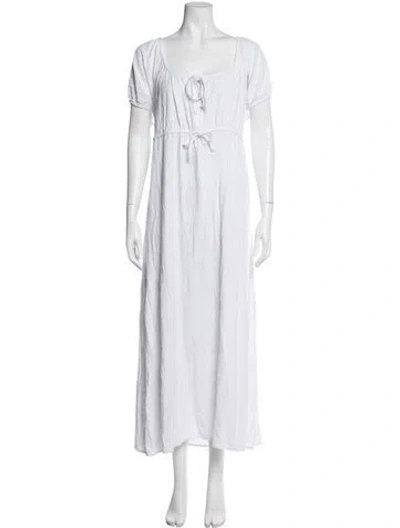 Pre-owned Lisa Says Gah Square Neckline Long Dress In White