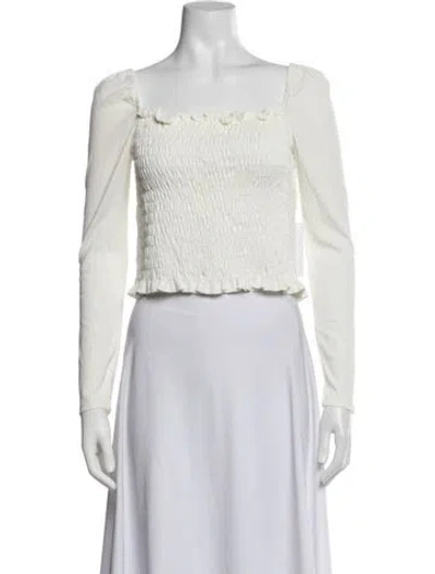 Pre-owned Lisa Says Gah Square Neckline Long Sleeve Top W/ Tags In White