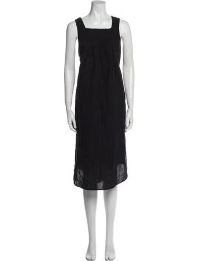 Pre-owned Lisa Says Gah Square Neckline Midi Length Dress In Black