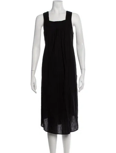 Pre-owned Lisa Says Gah Square Neckline Midi Length Dress In Black