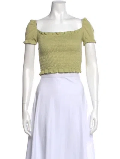 Pre-owned Lisa Says Gah Square Neckline Short Sleeve Crop Top In Neutral