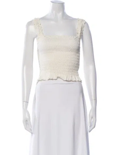 Pre-owned Lisa Says Gah Square Neckline Sleeveless Crop Top In White