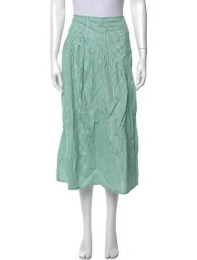 Pre-owned Lisa Says Gah Striped Midi Length Skirt In Green