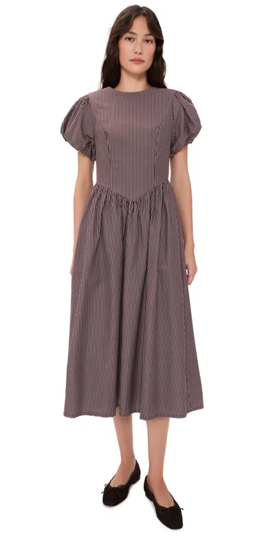 Lisa Says Gah Verena Dress Saddle Stripe In Brown