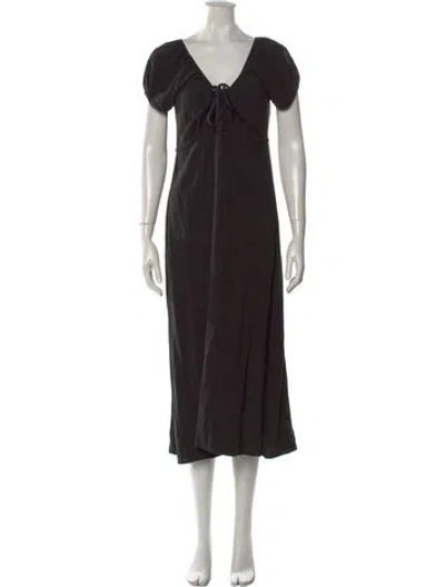 Pre-owned Lisa Says Gah V-neck Long Dress In Black