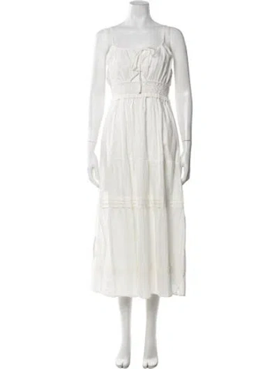 Pre-owned Lisa Says Gah V-neck Midi Length Dress In Neutrals