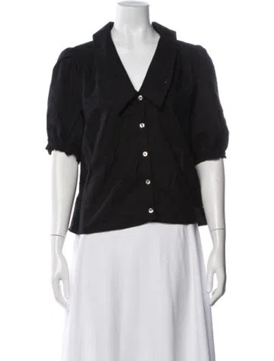 Pre-owned Lisa Says Gah V-neck Short Sleeve Top In Black