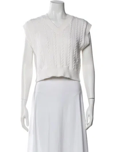 Pre-owned Lisa Says Gah V-neck Sweater In White