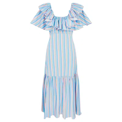 Lisa The Label La La Lady Peggy Lipton Dress Long In Blue