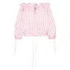 Lisa The Label Pink / Purple La La Lady Bel Air Pyjama Top Gingham In Pink/purple