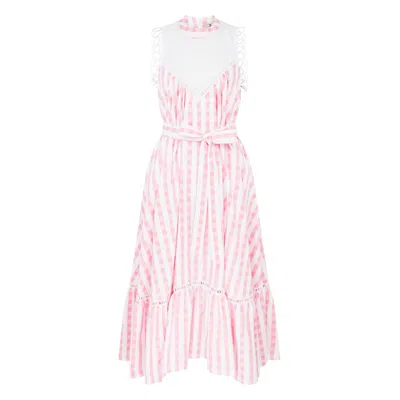 Lisa The Label Pink / Purple La La Lady Gypsy Getty Dress In Pink White Gingham In Pink/purple
