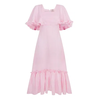 Lisa The Label Pink / Purple La La Lady Venetian Dress Organic Linen. In Pink/purple