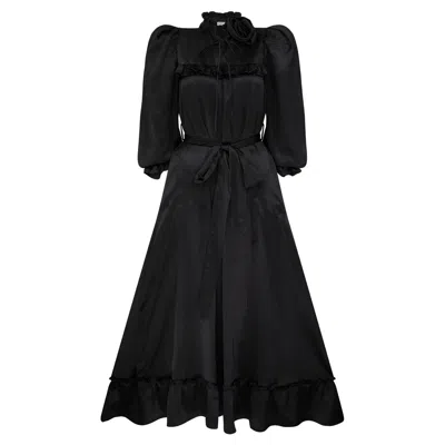 Lisa The Label Women's Black Le Jardin Long Plumerella Dress