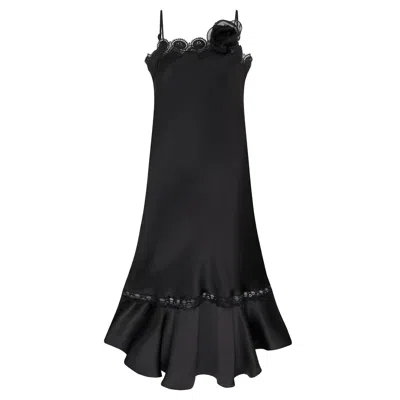 Lisa The Label Women's Black Le Jardin Rosebud Slip Dress