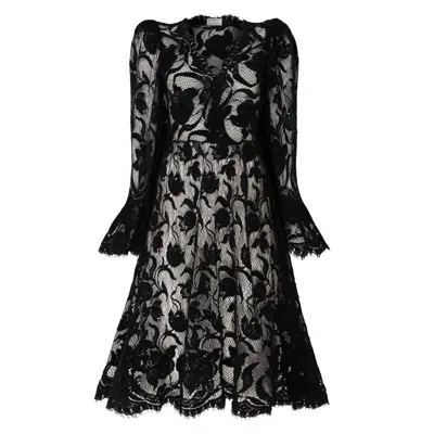 Lisa The Label Women's Black Noire Magnolia Lace Dress With Silk Slip Lining